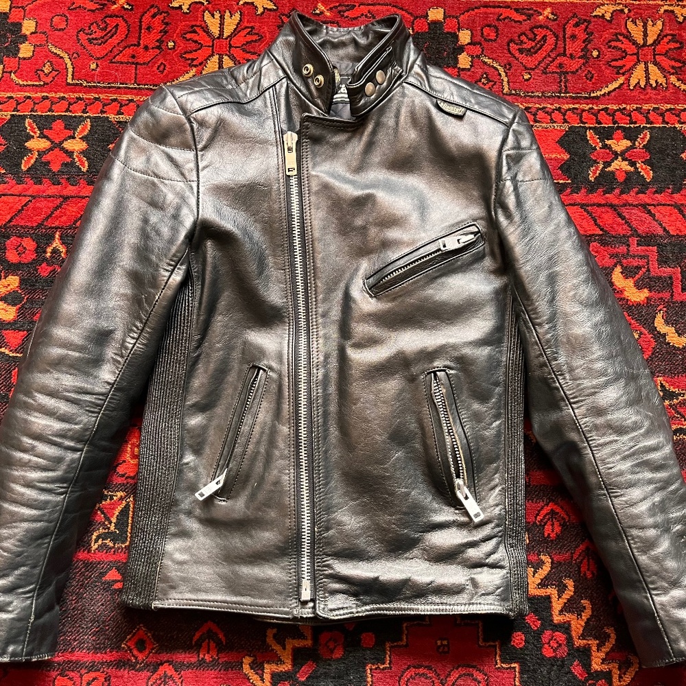 Vintage Belstaff Black Leather Jacket Cowhide